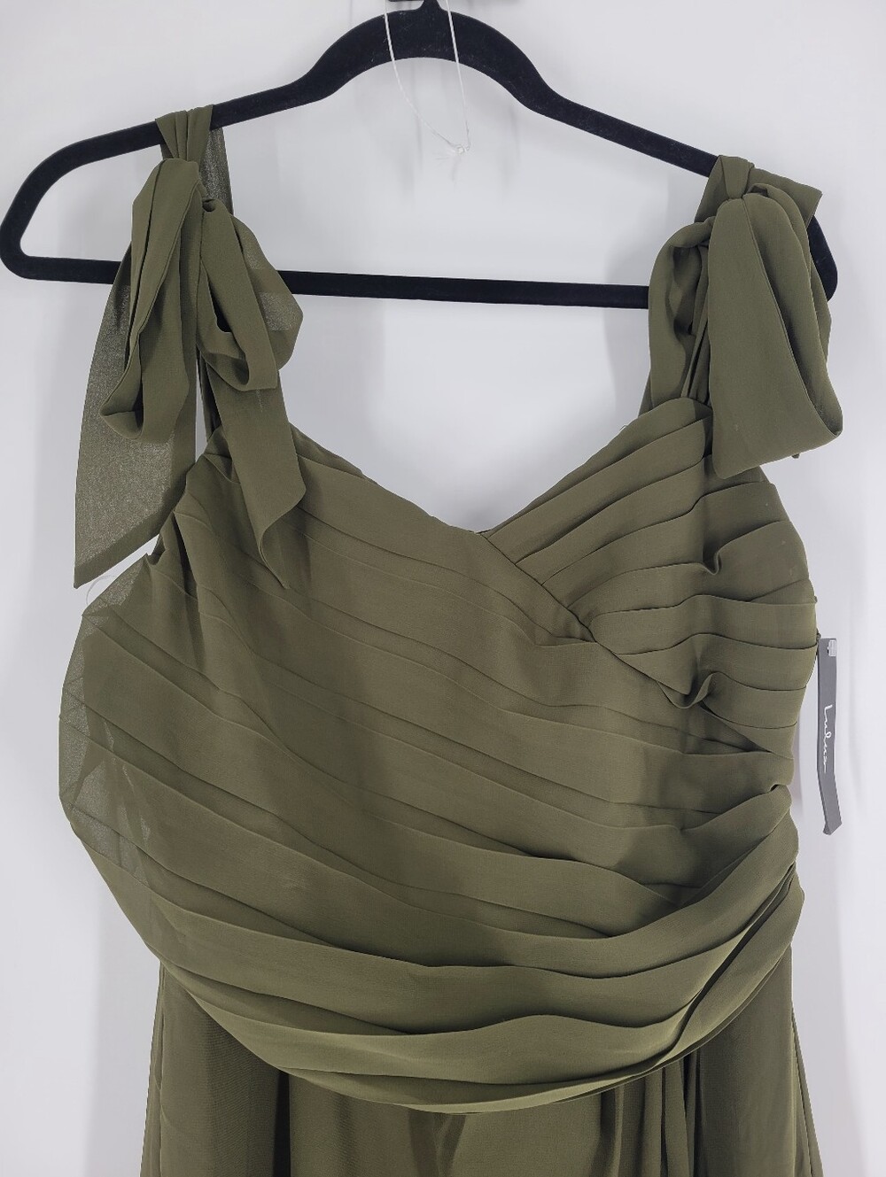 Lulu's Whimsy Olive Green Pleated Off-the-Shoulder Sleeveless Maxi Dress Size XL - Picture 4 of 6